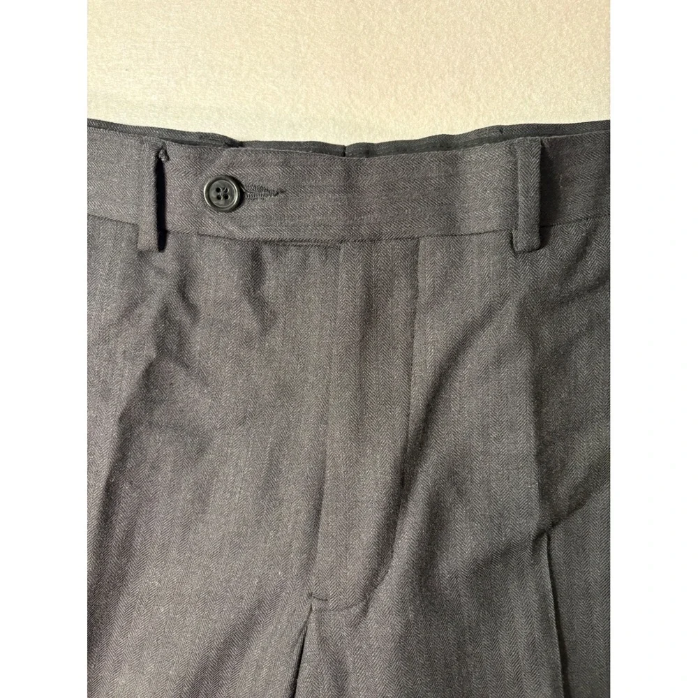 Brooks Brothers 346 Men Wool Stretch Dress Pants 32x29 Gray Herringbone Straight